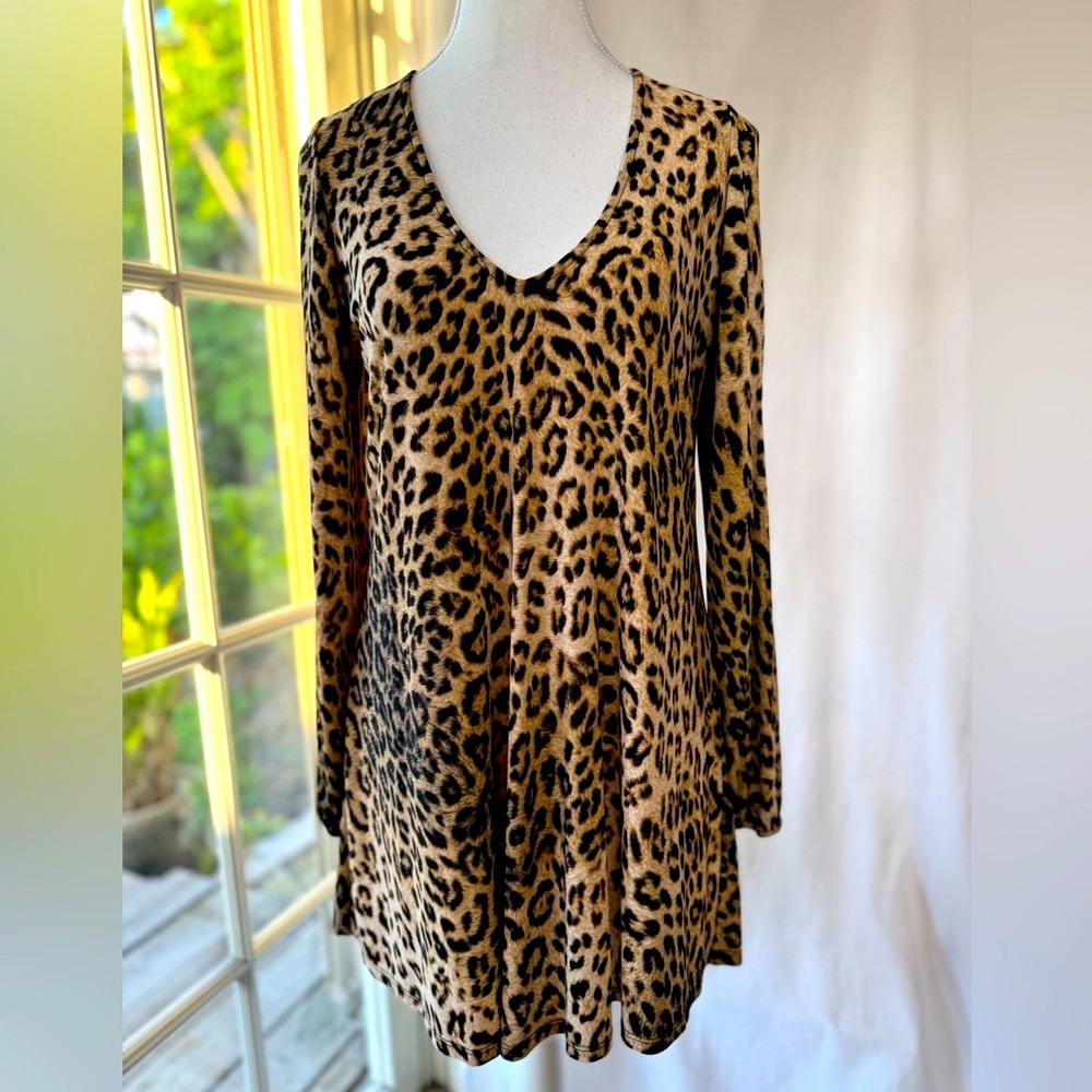Leopard Print V-Neck Babydoll Dress